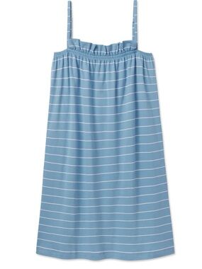 LAKE pajamas Pima Ruffle Nightgown in Serene Blue Boating Stripe size Small